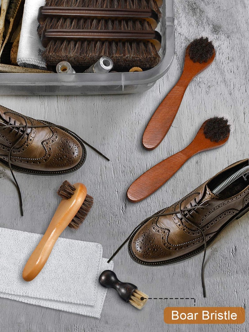 Youngjoy 6 Pieces Horsehair Shine Shoes Brush Kit Polish Dauber Applicators (B) - Image 5